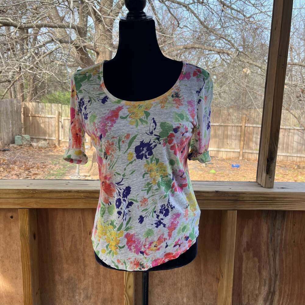 Lauren Ralph Lauren Women's 100% Linen Colorful Floral Top Size PS